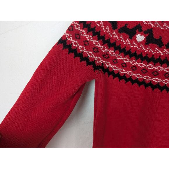 Charter Club Scottie Sweater Womens Small Red Love Dogs Novelty Pullover Hearts - Picture 3 of 6